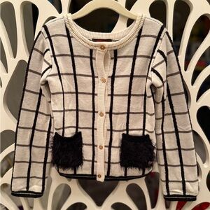 Catimini Black and White Checkered Kids Cardigan